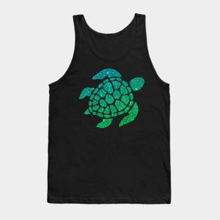 Green Ombre Faux Glitter Turtle Tank Top